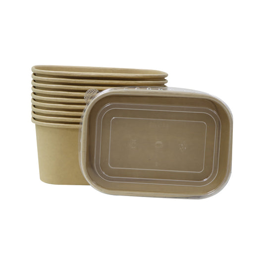 Kraft Paper Container 1000ML PP Lid 1X300 Pieces - Your One Stop Solution UAE