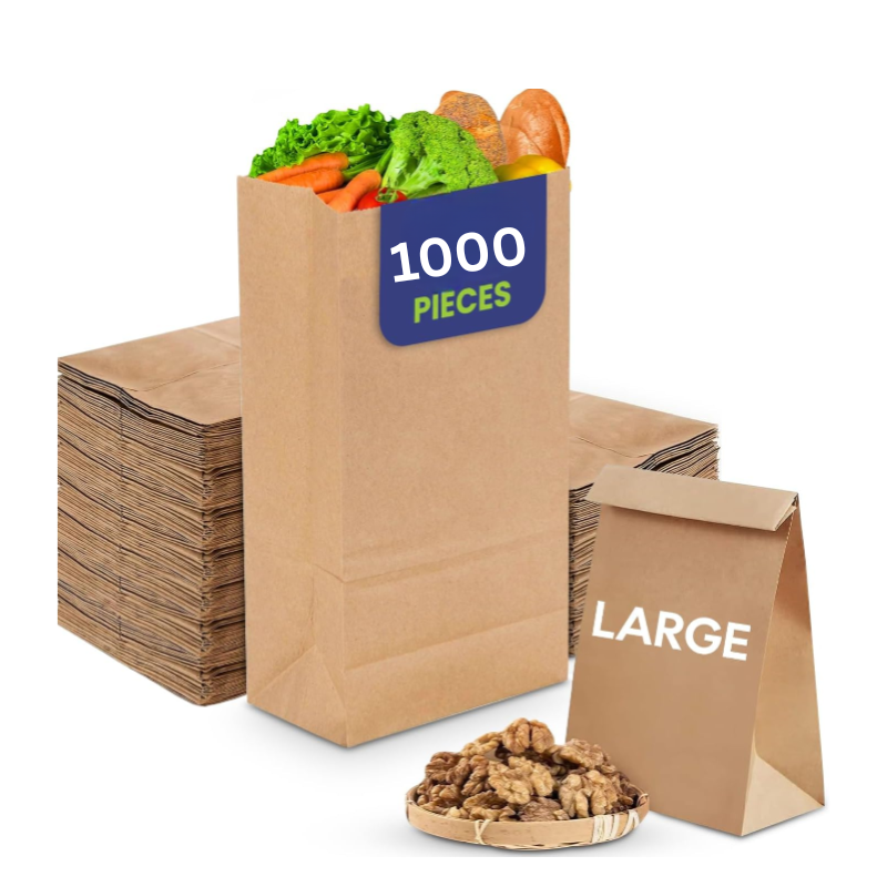 Square Bottom Paper Bags – Brown & White | Multiple Sizes | Eco-Friendly Kraft Grocery Bags
