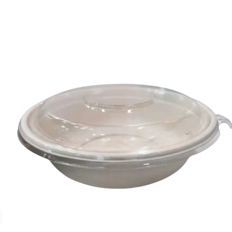 Bagasse Round Food Containers with PET Lid – 24oz/32oz – 300pcs