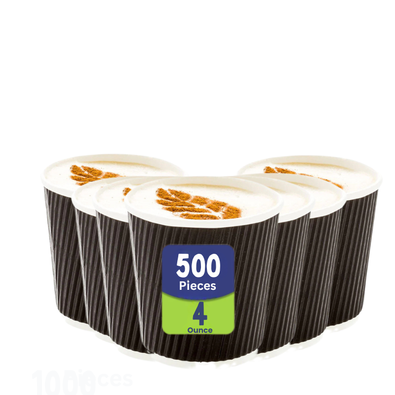 Ripple Wall Black Paper Cups – 40z/8oz/12oz (500 & 1000 Pcs)