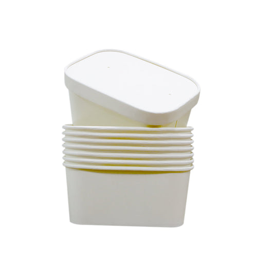 White Paper Container 1000ML With Paper Lid 300 Pieces - Your One Stop Solution UAE