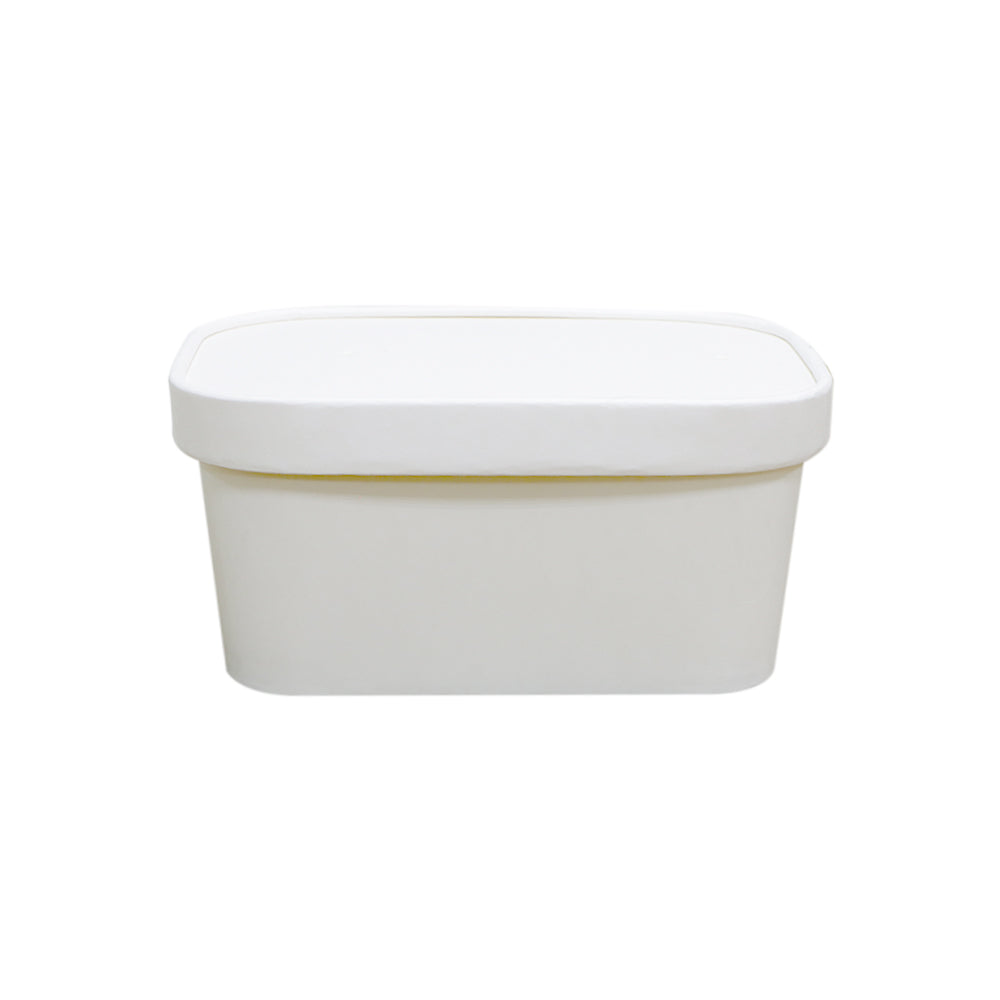 White Paper Container 1000ML With Paper Lid 25 Pieces