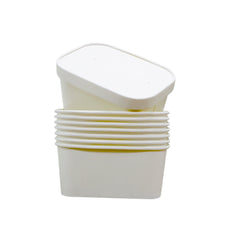 White Paper Container 1000ML With Paper Lid 25 Pieces