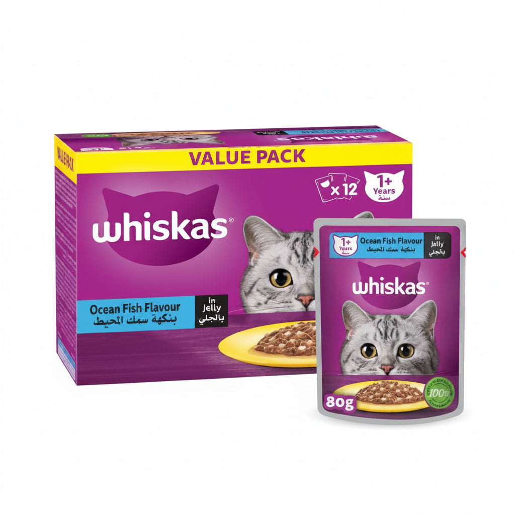 Whiskas Ocean Fish Wet Cat Food Value Pack 12x80G