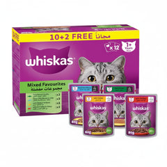 Whiskas Mixed Favourites Wet Cat Food 10+2 Multipack - 12X80G