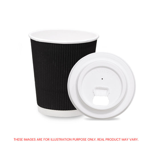 Black Ripple Wall Paper Cup with Bagasse Lid