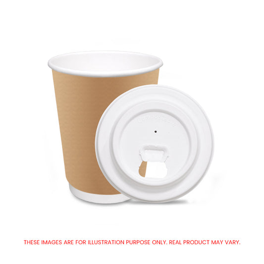 Brown Double Wall Paper Cups with Bagasse Lids