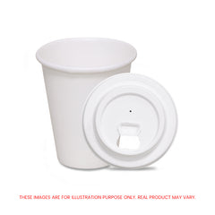 White Single Wall Paper Cup with Bagasse Lid