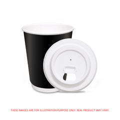 Black Double Wall Paper Cups with Bagasse Lids