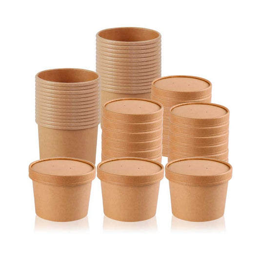 Kraft Soup Cup Brown With Lid 1X500 Pieces