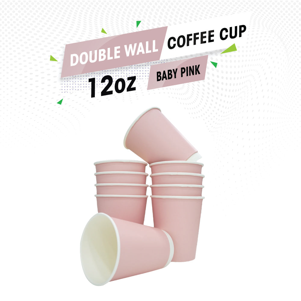 Double Wall Coffee Cup Baby Pink Without Lid 25 Pieces