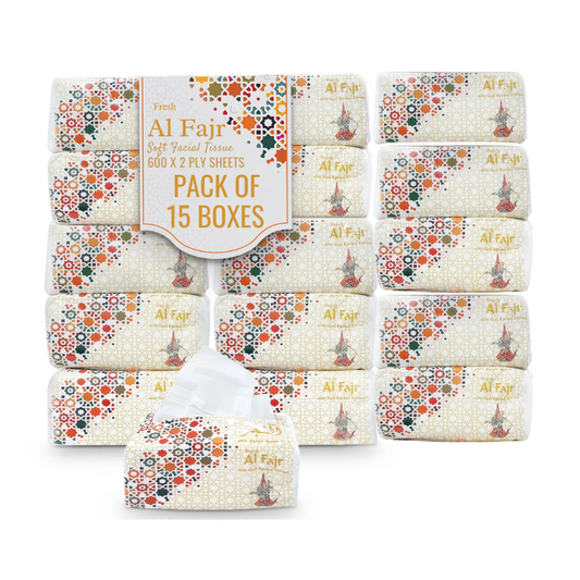 AL FAJR Nylon Tissue – 600 Sheets | Pack of 5 & 15 Boxes (5 Boxes x 1 / 3 Pkts)
