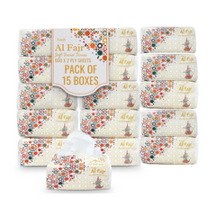 AL FAJR Nylon Tissue – 600 Sheets | Pack of 5 & 15 Boxes (5 Boxes x 1 / 3 Pkts)