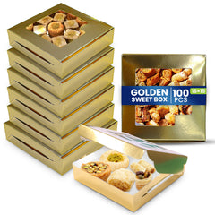 Paper Sweet Box Gold/White with Window – Multiple Sizes