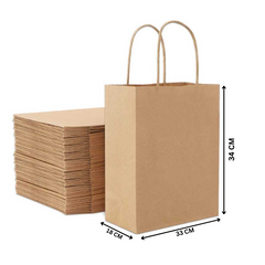 Brown Paper Bags with Twisted Handles – Multiple Sizes | Eco-Friendly Kraft Shopping Bags