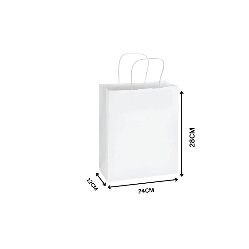 Paper Bag with Twisted Handle – White | Multiple Sizes Available