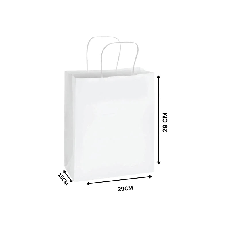 White Paper Bags with Twisted Handles – Premium Kraft Shopping Bags in Bulk | Multiple Sizes | Recyclable Gift & Retail Carry Bags – 250 PCS Pack