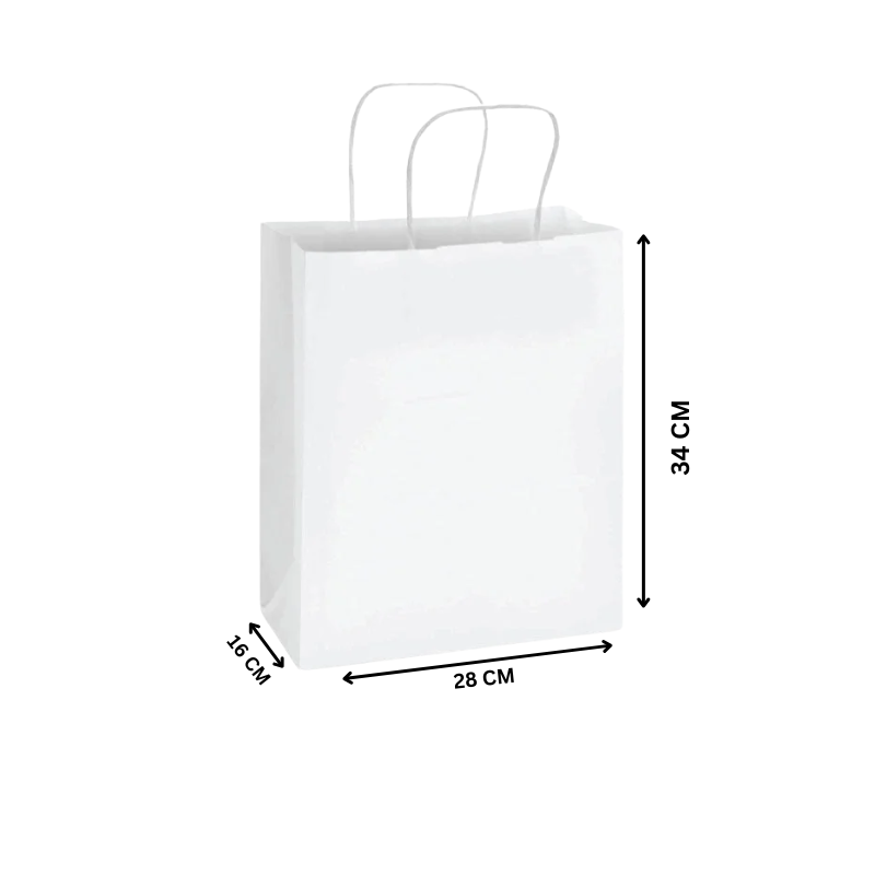 Paper Bag with Twisted Handle – White | Multiple Sizes Available