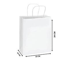 White Paper Bags with Twisted Handles – Premium Kraft Shopping Bags in Bulk | Multiple Sizes | Recyclable Gift & Retail Carry Bags – 250 PCS Pack