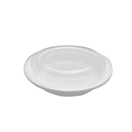 Microwave Container Round with Lid – White & Black | Multiple Sizes | Food Storage & Takeaway Containers