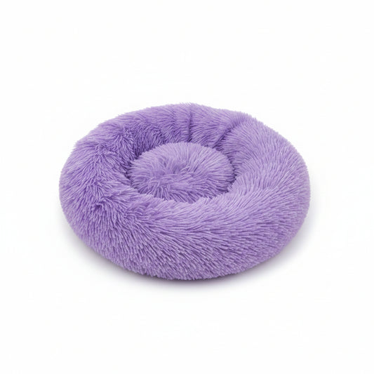 Grizzly Velor Round Plush Purple Dog Bed Small - 50 x 15cm