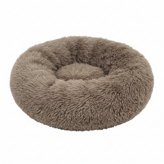 Grizzly Velor Round Plush Dark Beige Dog Bed Small - 50 x 15cm