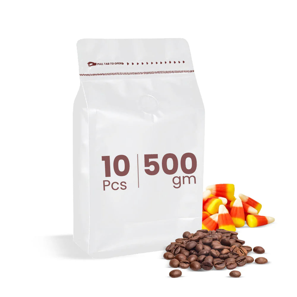 White Reclosable Coffee Pouches– Fresh & Airtight