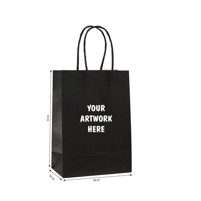 Customizable Black Kraft Paper Bag with Twisted Handle