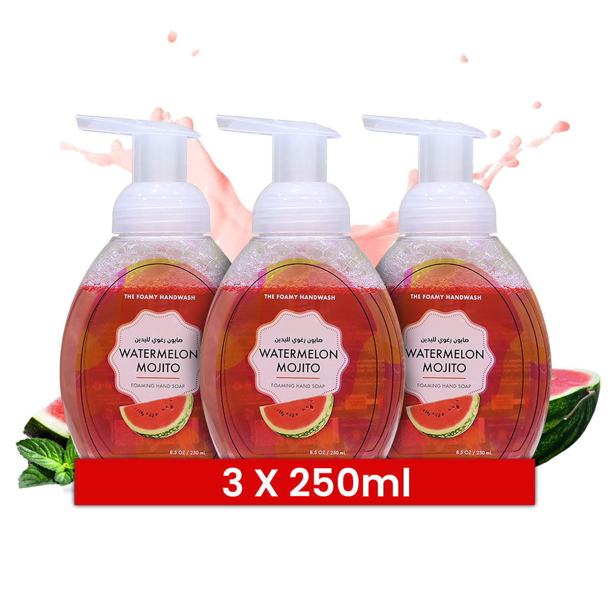 Hand Wash Liquid with Foaming Pump – Strawberry Wonder, Berry Burst & Watermelon Mojito (250ML Each)