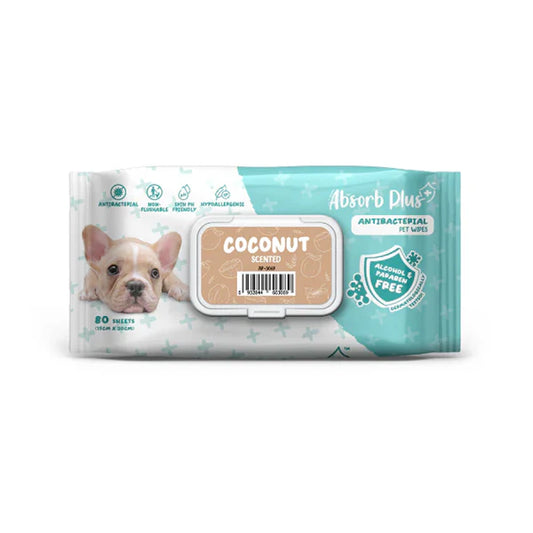 Absorb Plus AntiBacterial Pet Wipes Coconut Scented - 80PCS
