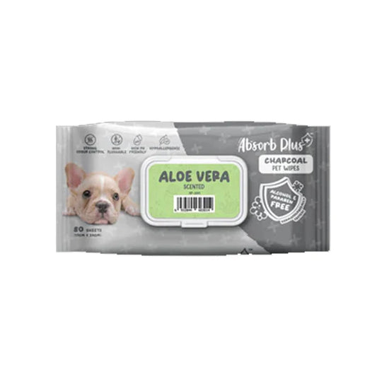 Absorb Plus Charcoal Pet Wipes Aloe Vera Scented - 80PCS