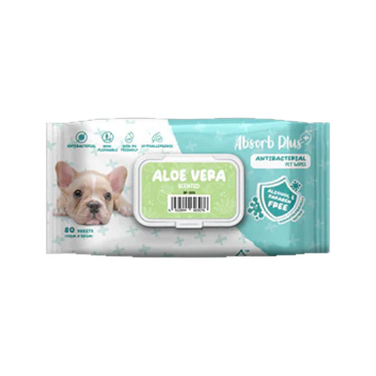 Absorb Plus AntiBacterial Pet Wipes Aloe Vera Scented - 80PCS
