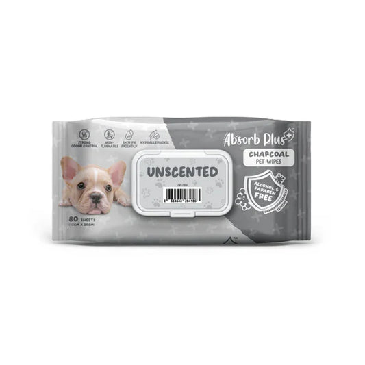 Absorb Plus Charcoal Pet Wipes Unscented - 80PCS