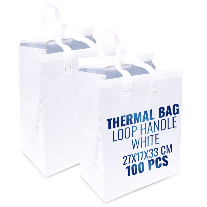 Thermal Bags with Loop Handle – Black & White –  Multiple Sizes