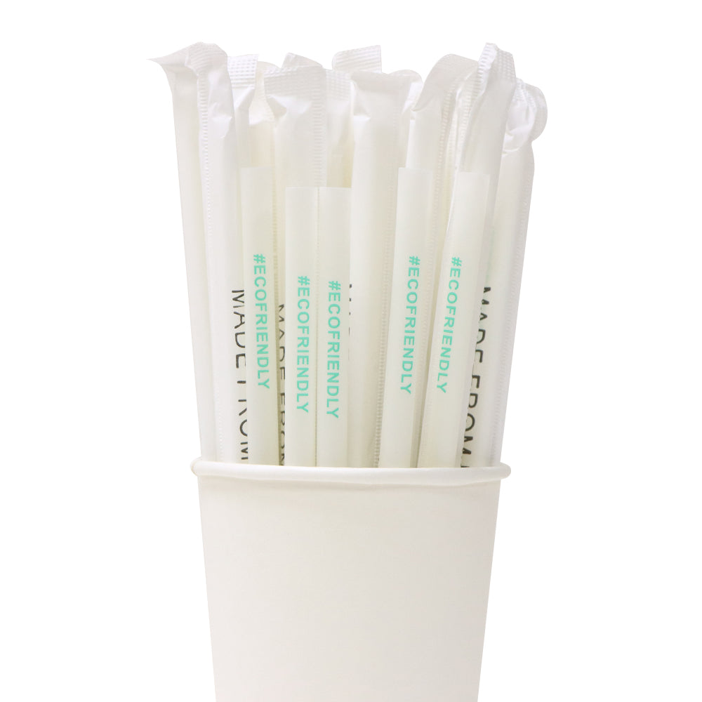 Eco Friendly Biodegradable Straw 8MM White 100 Pieces