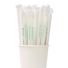 Eco Friendly Biodegradable Straw 8MM White 100 Pieces