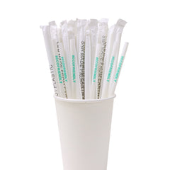 Eco Friendly Biodegradable Straw 6MM White 100 Pieces