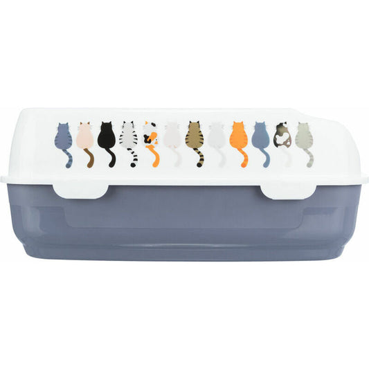 Trixie Delio Cat Litter Tray Rim with Cats Design - GREY/35X20X48CM