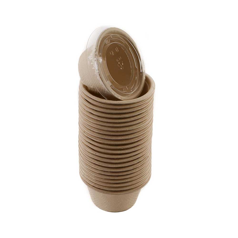 Bagasse Sauce Cup With Clear Lid 2 OZ 1X2000 Pieces - Your One Stop Solution UAE