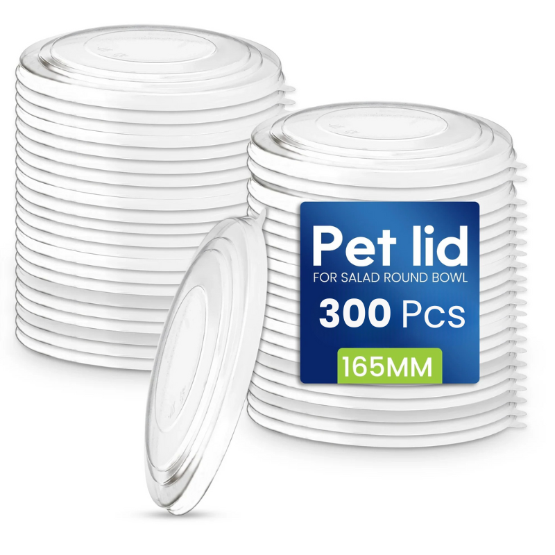 Round Salad Bowl Lids – PET & PP Material | 150mm & 165mm | 1x300 PCS | Clear, Food-Grade & Leak-Proof
