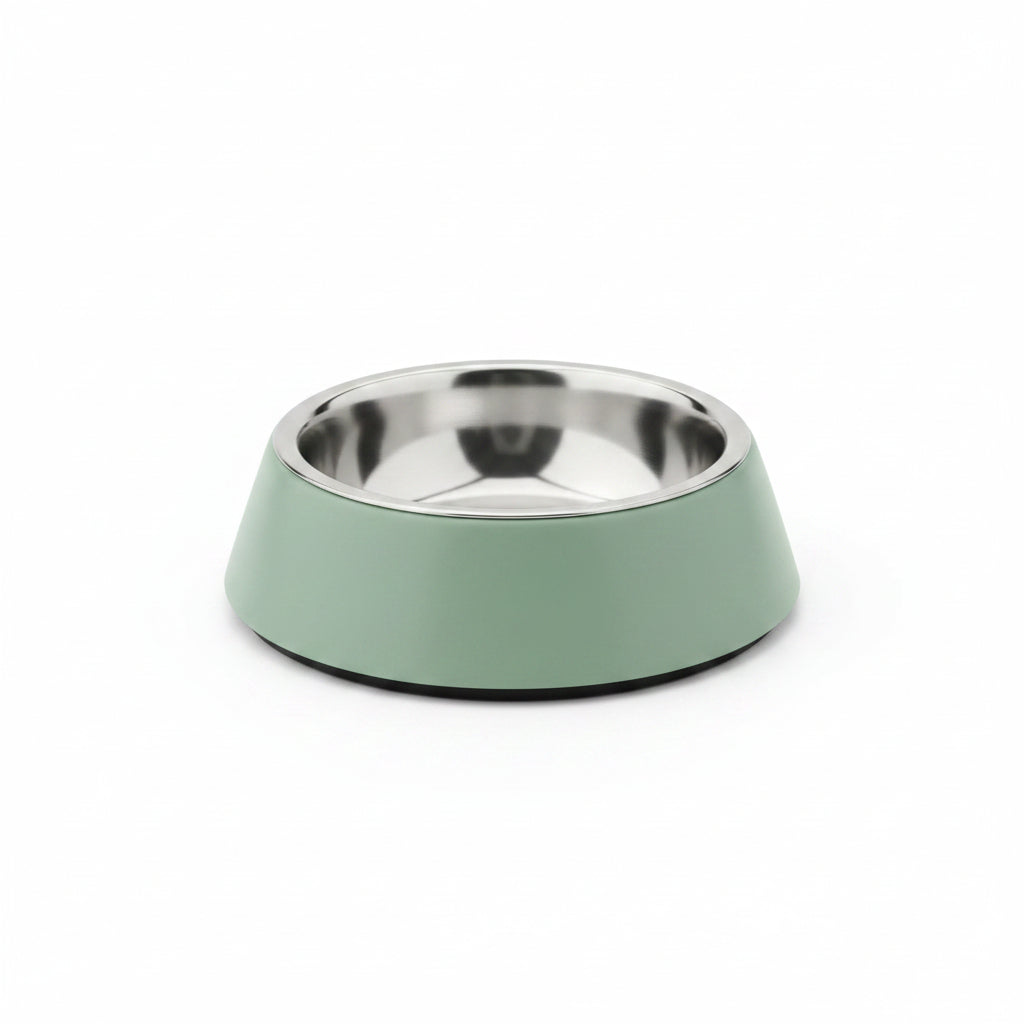 Saluki Stainless Steel Double Wall Dog Bowls GREEN - 2.2L