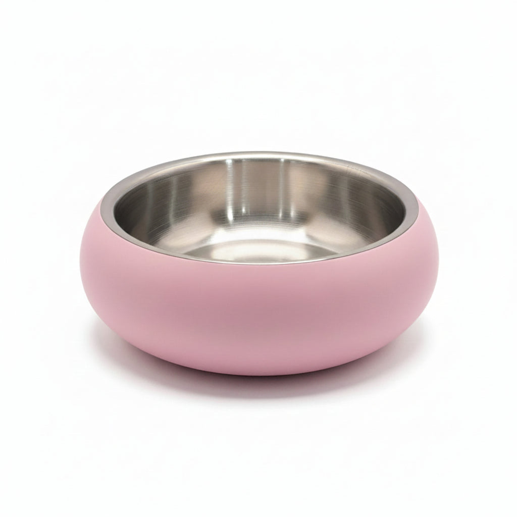 Saluki Stainless Steel Double Wall Dog Bowls PINK - 700ML