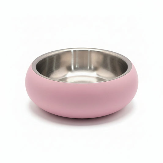 Saluki Stainless Steel Double Wall Dog Bowls PINK - 700ML