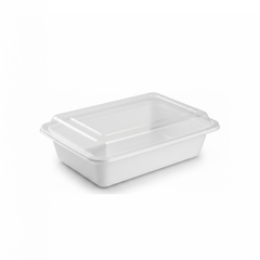 White Rectangular Microwave Container with Lid