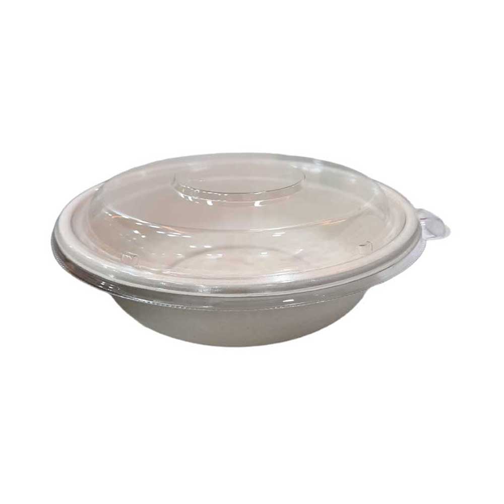 Bio Degradable Round Bowl With Pet Lid 50 Pieces