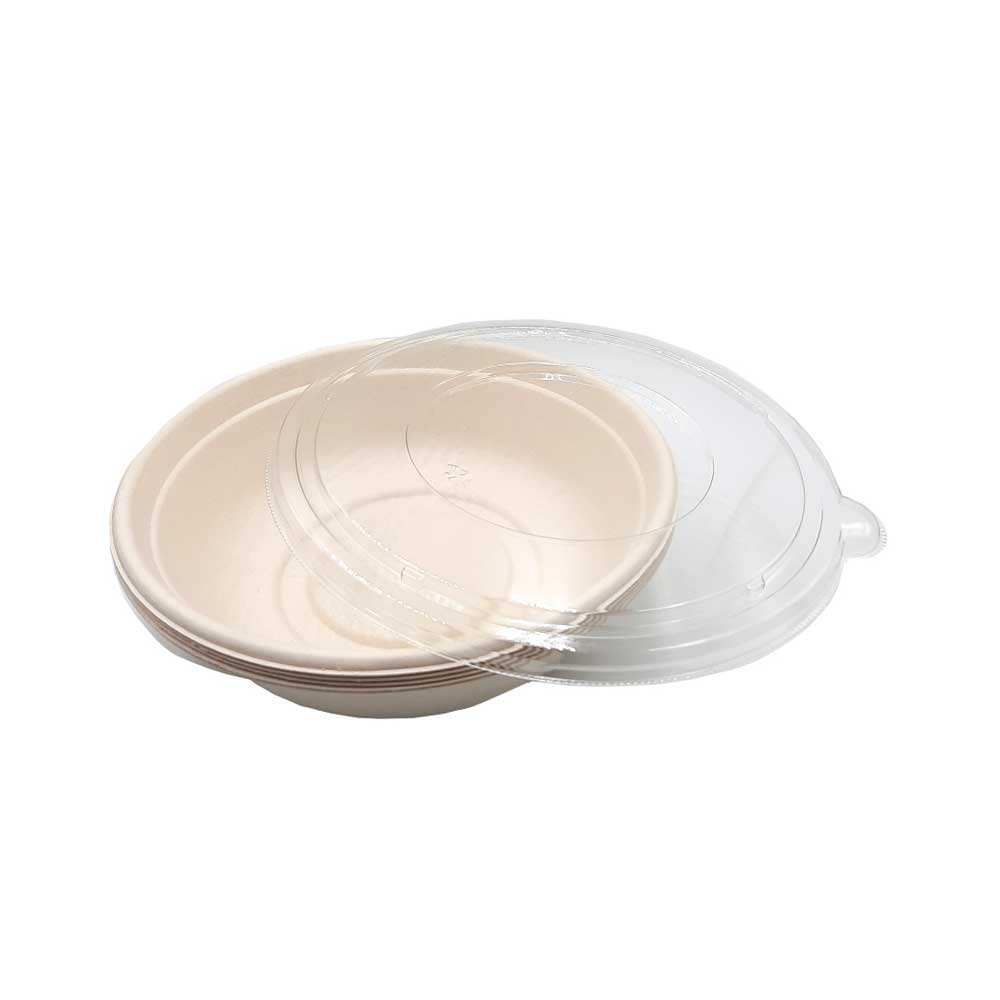 Bio Degradable Round Bowl With Pet Lid 50 Pieces