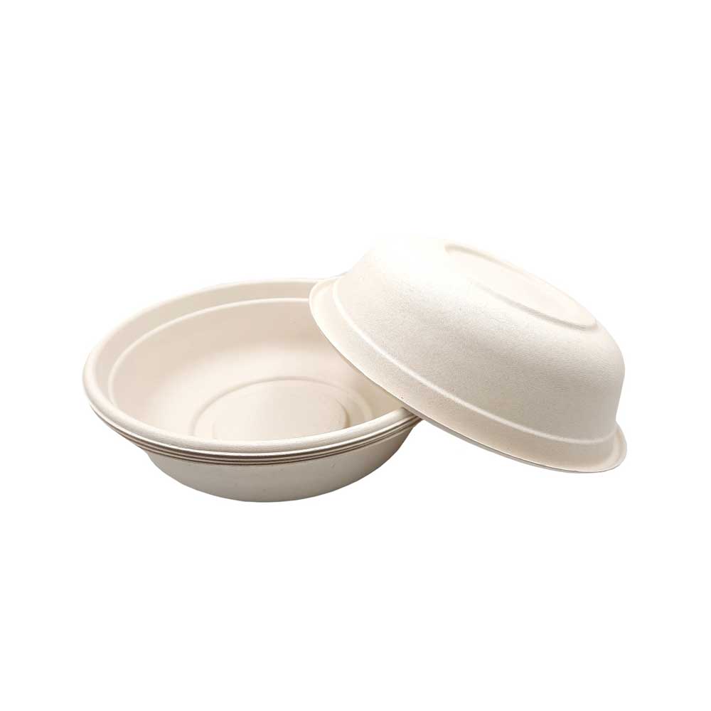 Bio Degradable Round Bowl With Pet Lid 50 Pieces