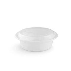 Microwave Container Round with Lid – White & Black | Multiple Sizes | Food Storage & Takeaway Containers