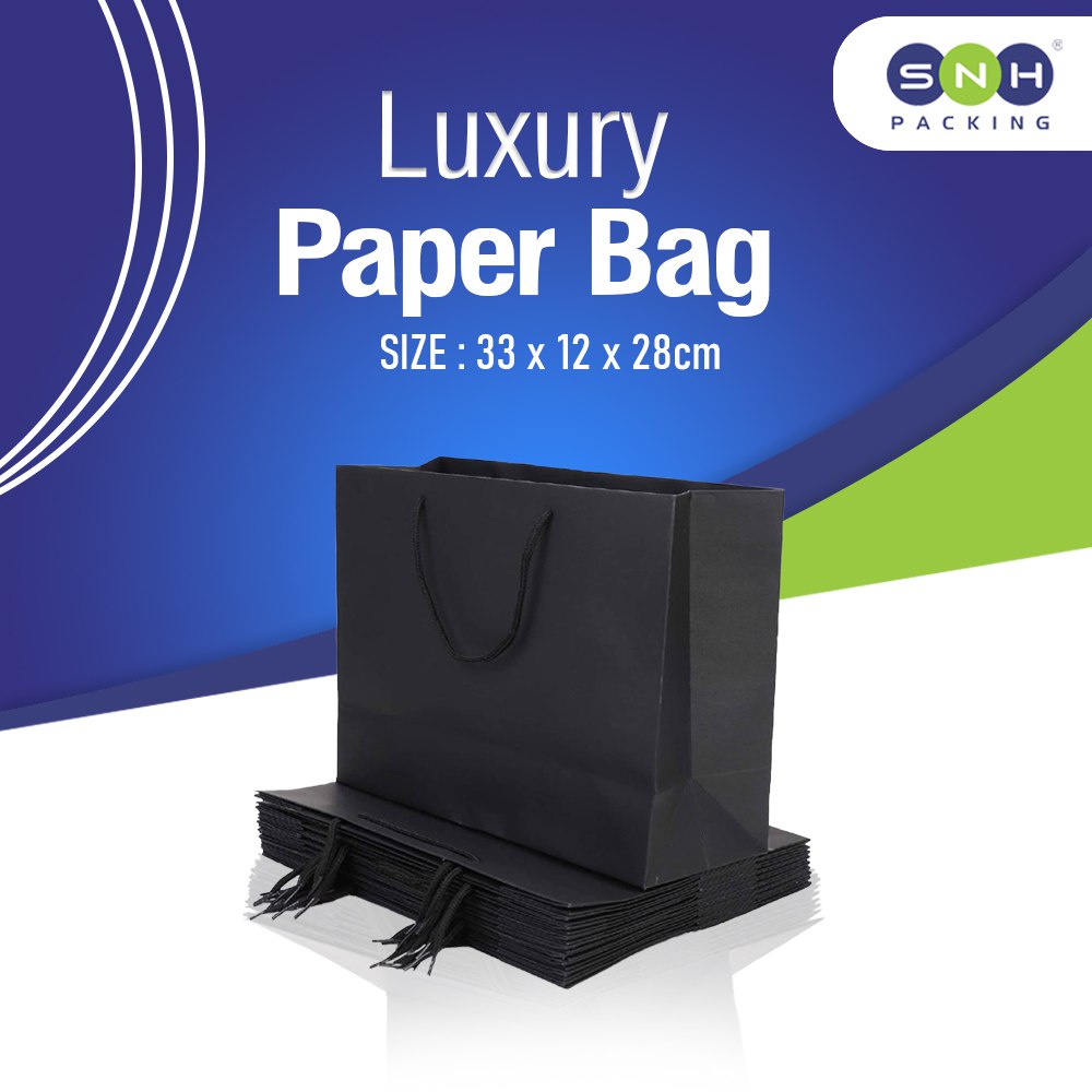 Luxury Black Paper Bag 33x12x28cm with Handle Gift Shopping Handle Bags