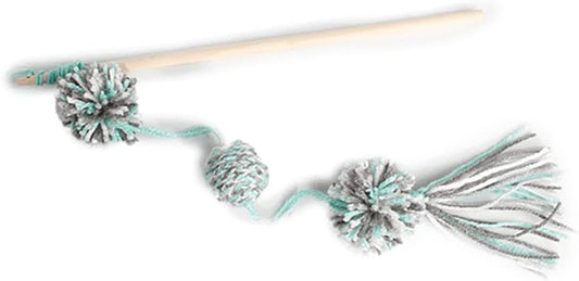 ALL FOR PAWS Knotty Habit Yarn Pom Pom Wand, Interactive Teaser for Cats